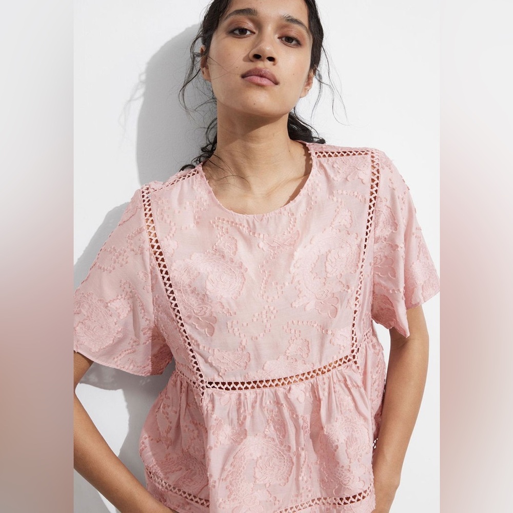 & Other Stories Textured Pink Blouse (size 12)